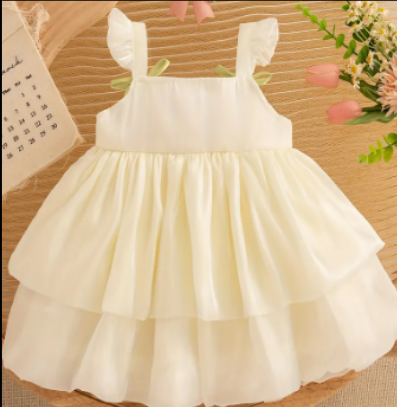 Vestido Tulipanes Satín Perla
