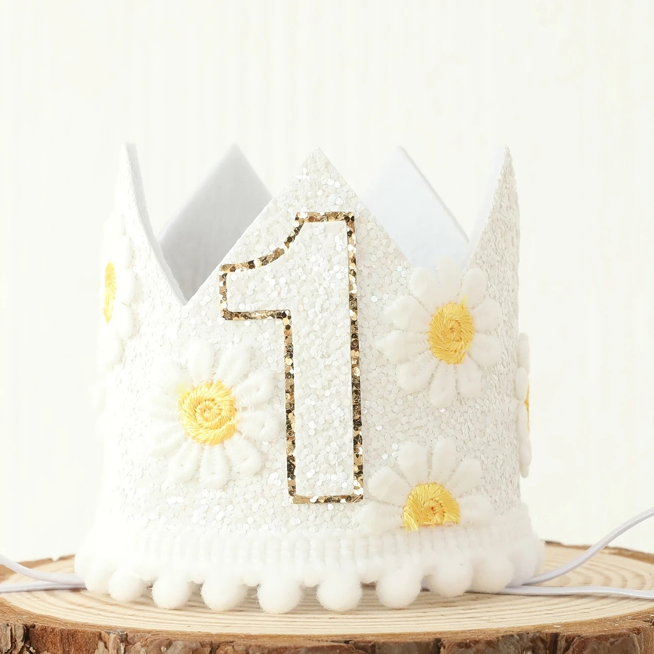 Corona de Cumpleaños para Niña con Flores y Purpurina