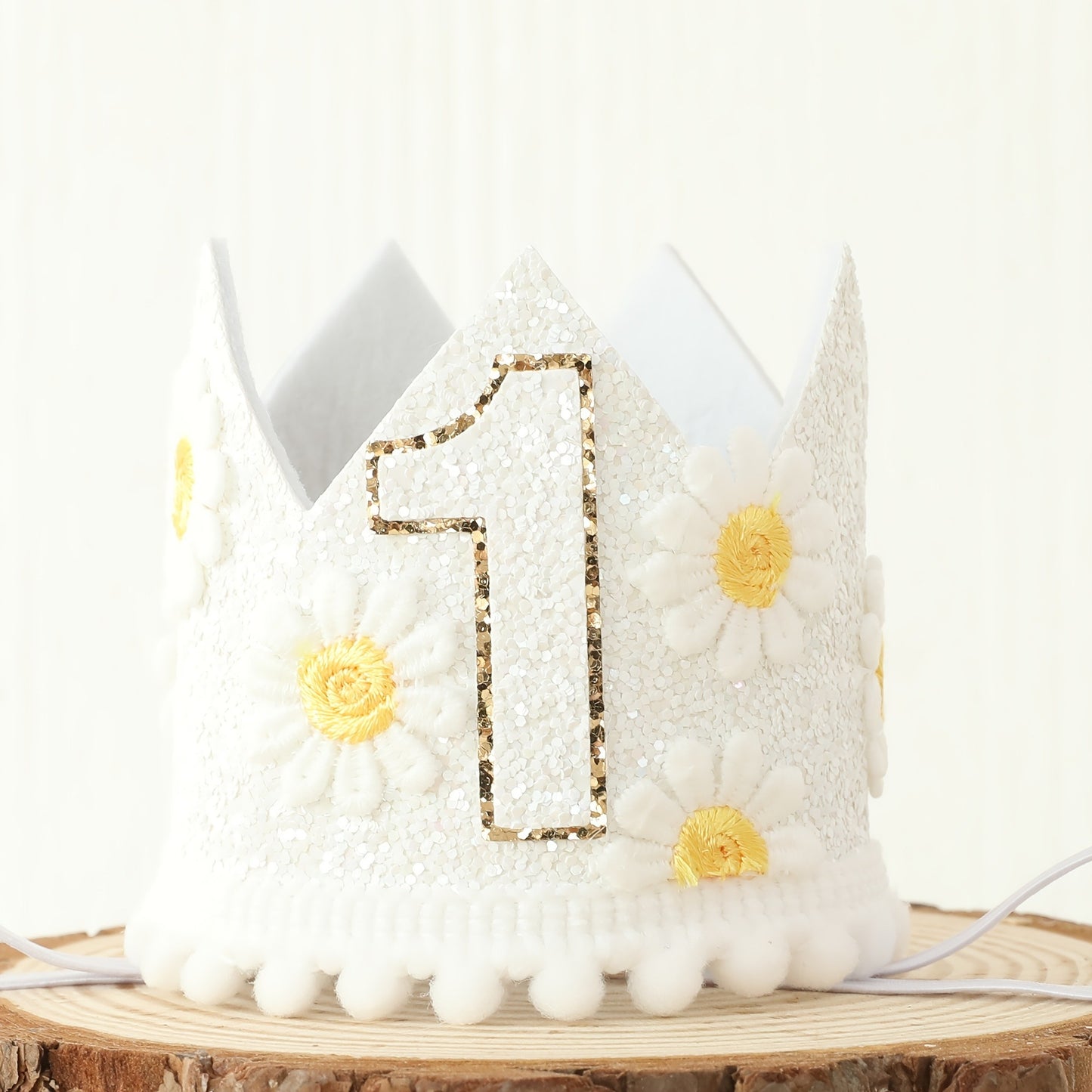 Corona de Cumpleaños para Niña con Flores y Purpurina