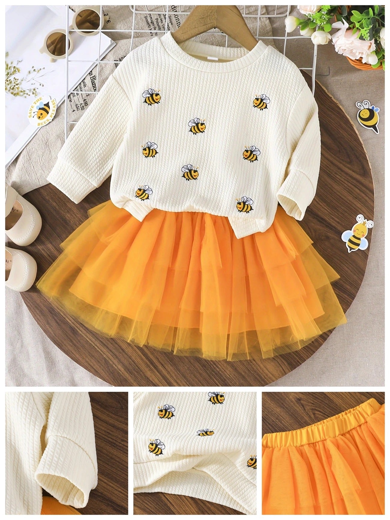Vestido Manga Larga con Abeja