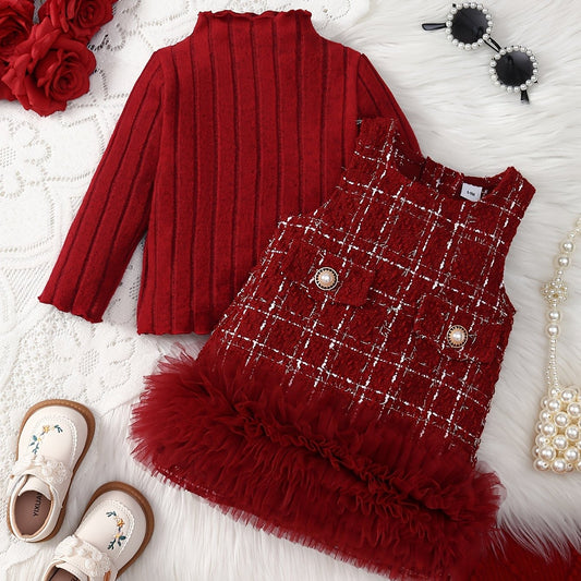 Vestido Navideño Escocés Tul