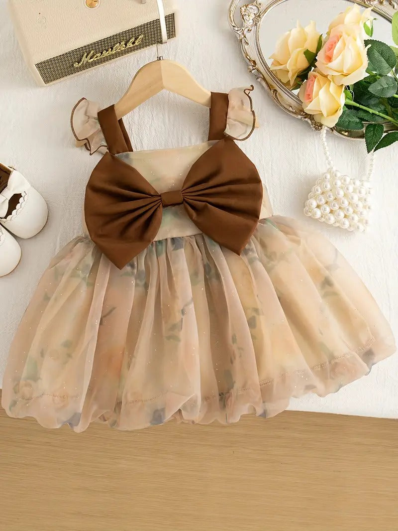 Vestido Gasa Maxi Lazo Chocolate