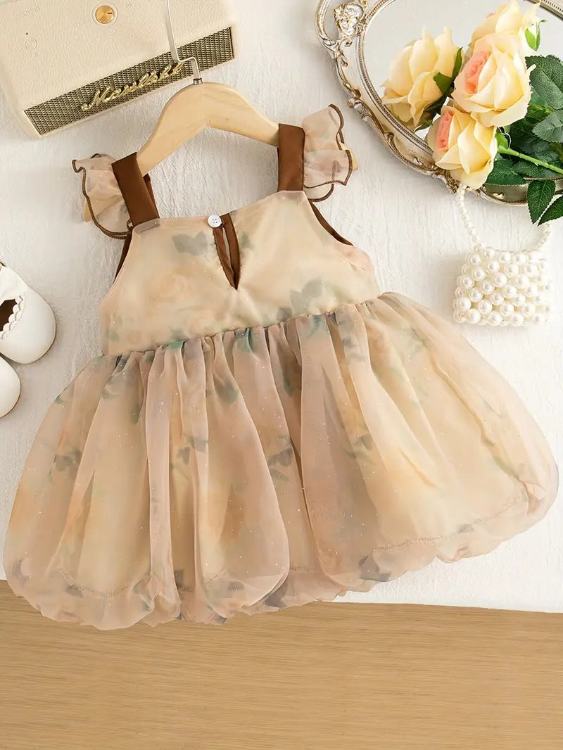 Vestido Gasa Maxi Lazo Chocolate