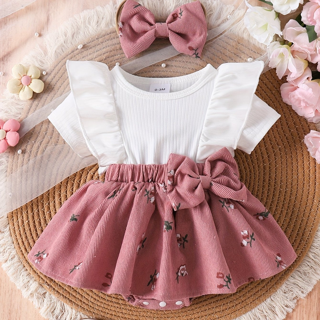Body Floral Rosa con Falda
