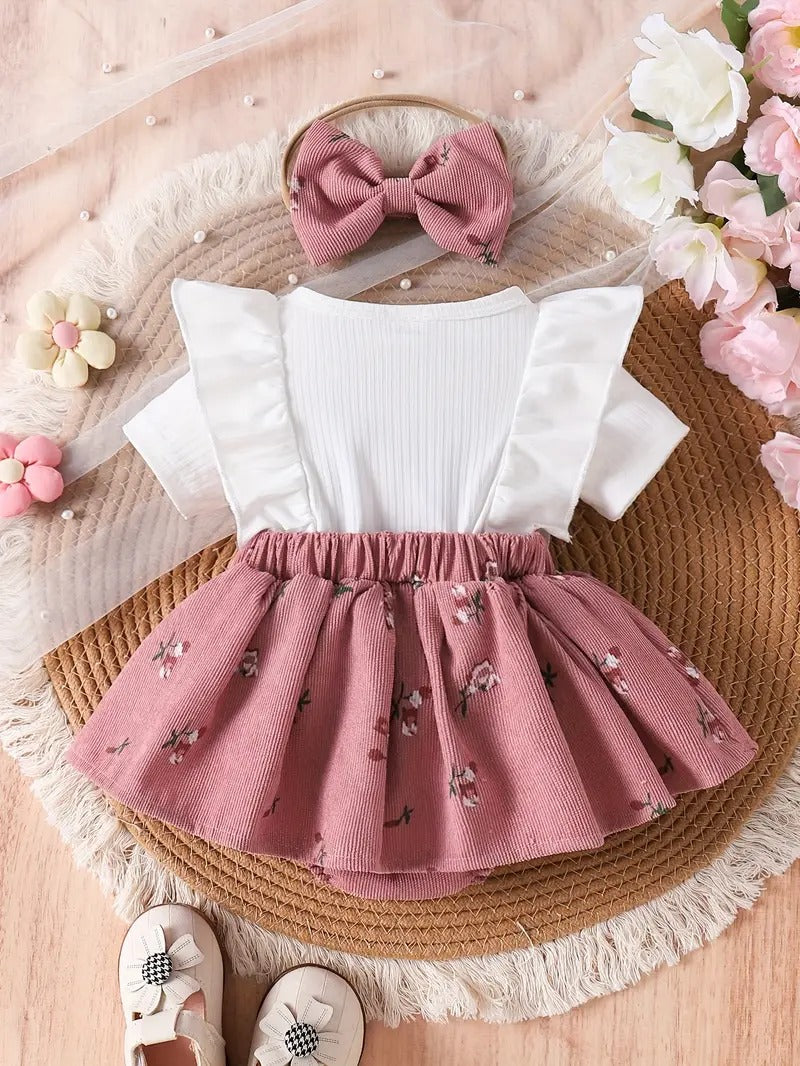 Body Floral Rosa con Falda