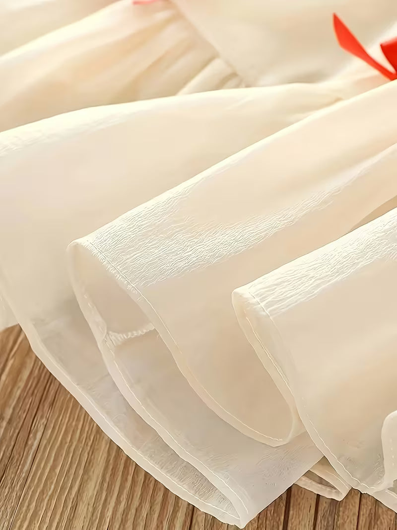 Vestido Perla Lazos Rojos