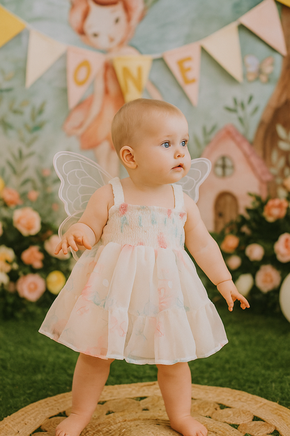 Vestido Mariposa en Gasa Perla