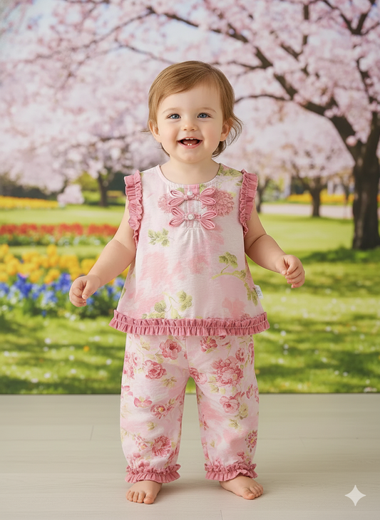 Conjunto Floral Rosado