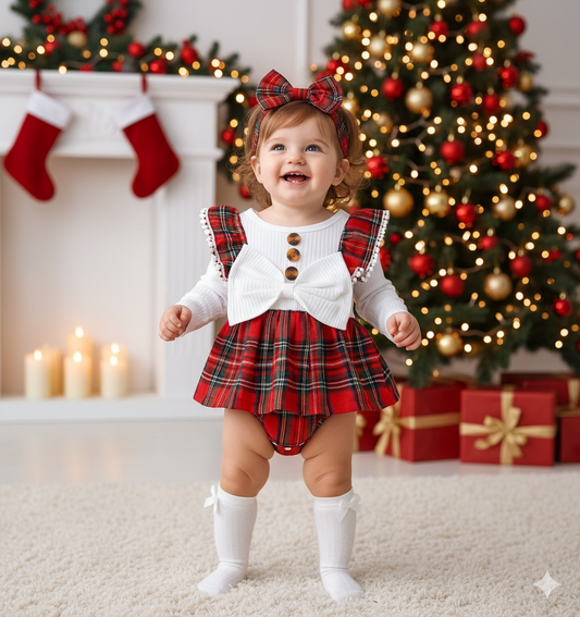 Vestidos Navideño Escocés con Lazito