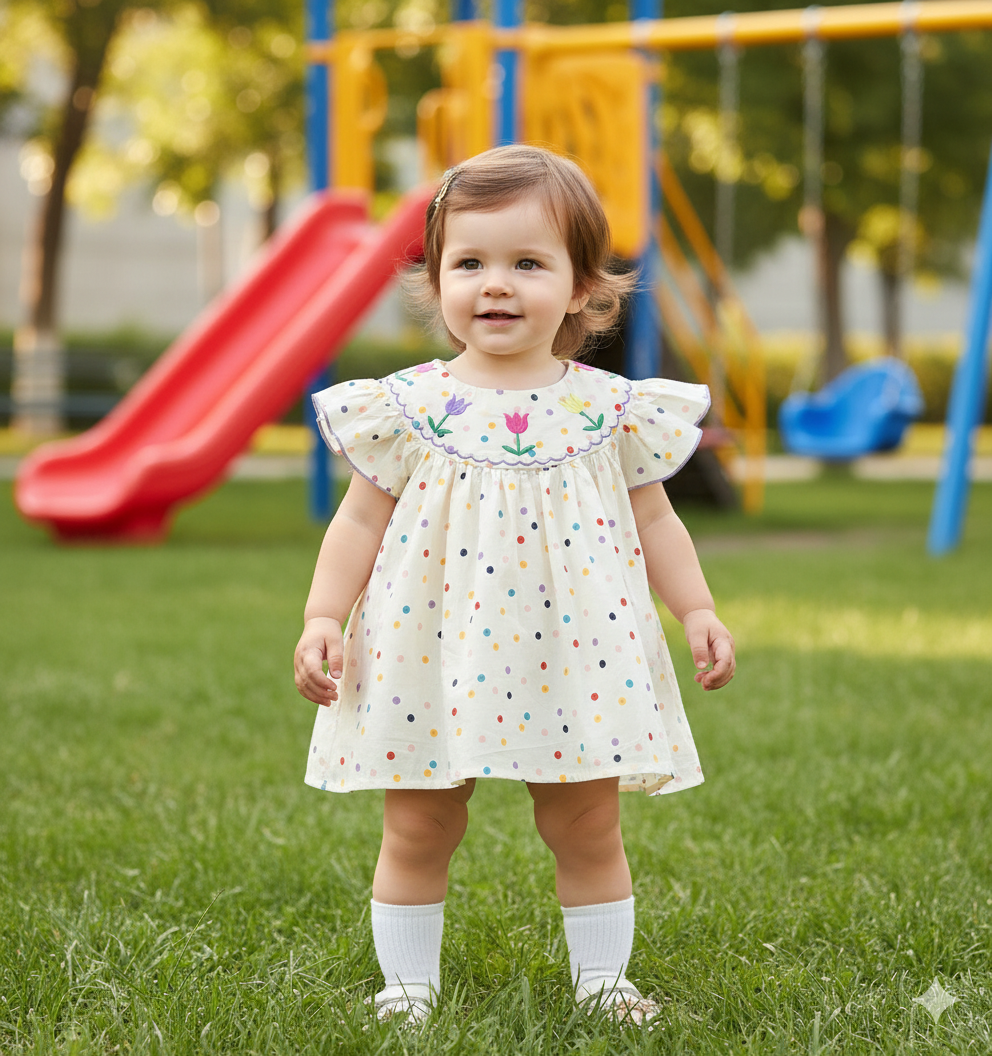 Vestido Floral de Lunares