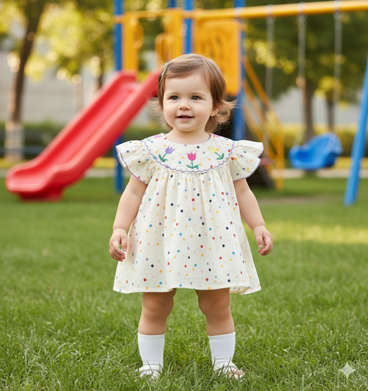 Vestido Floral de Lunares