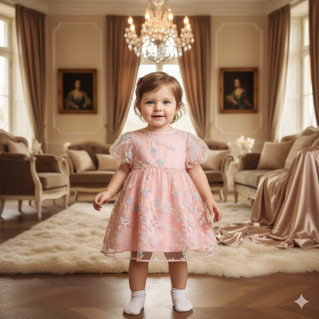 Vestido Rosa Floral Elegante