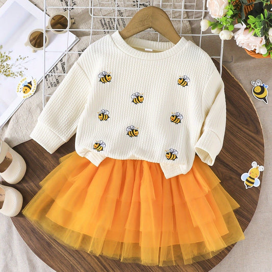 Vestido Manga Larga con Abeja