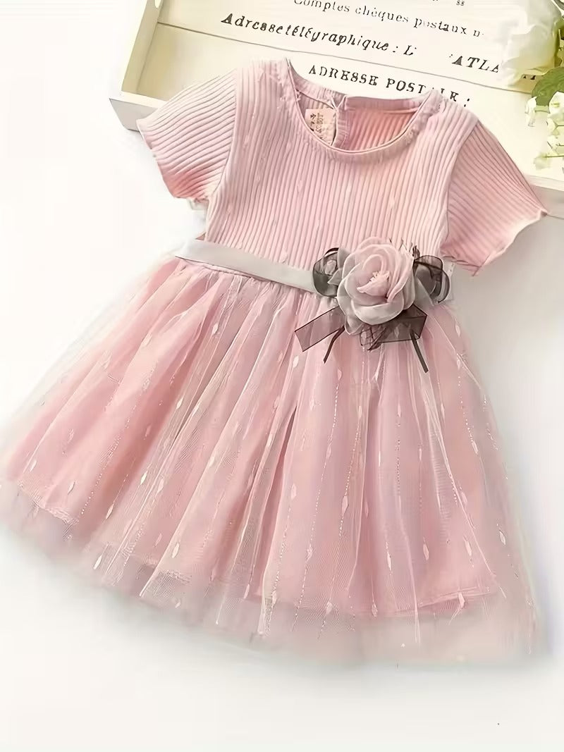 Vestido Palo Rosa Tul Elegante