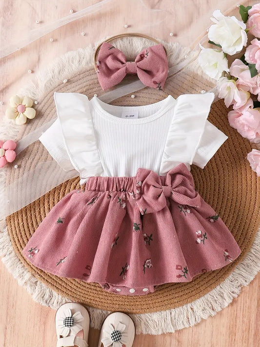Body Floral Rosa con Falda