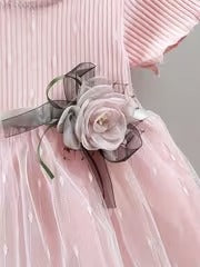 Vestido Palo Rosa Tul Elegante