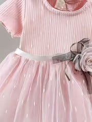 Vestido Palo Rosa Tul Elegante