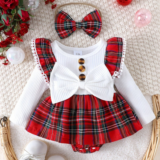 Vestidos Navideño Escocés con Lazito