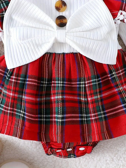 Vestidos Navideño Escocés con Lazito