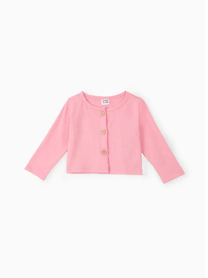 Conjunto 2 Piezas Bebé Niña | Cárdigan Rosa + Vestido Estampado Elefante y Mariposa