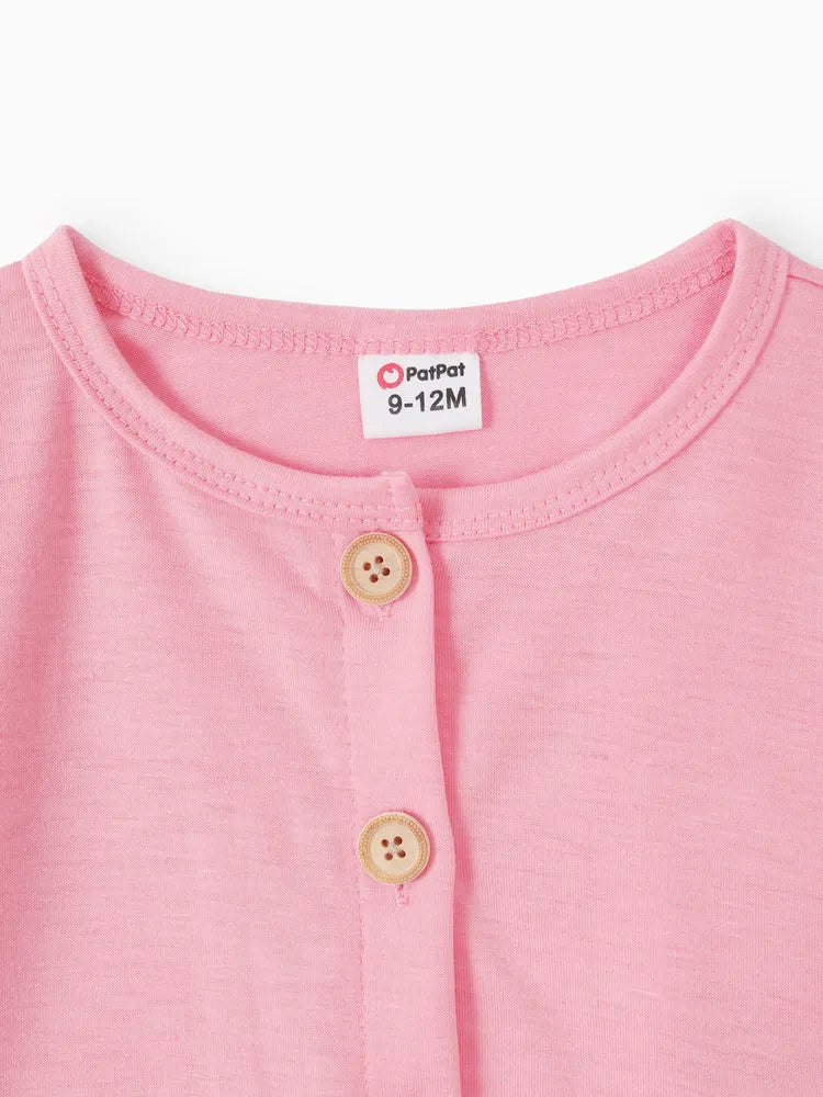 Conjunto 2 Piezas Bebé Niña | Cárdigan Rosa + Vestido Estampado Elefante y Mariposa