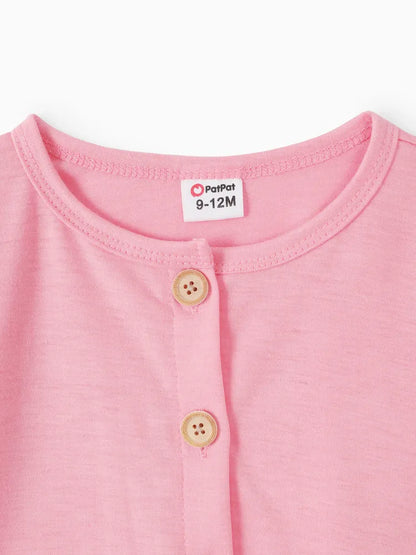 Conjunto 2 Piezas Bebé Niña | Cárdigan Rosa + Vestido Estampado Elefante y Mariposa