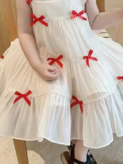 Vestido Perla Lazos Rojos