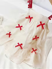 Vestido Perla Lazos Rojos